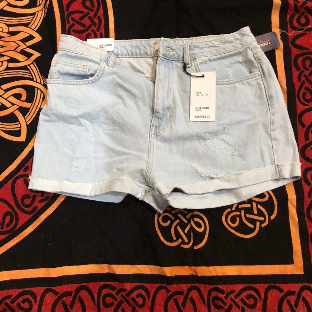 FOREVER 21 light denim high waisted shorts